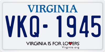 VA license plate VKQ1945