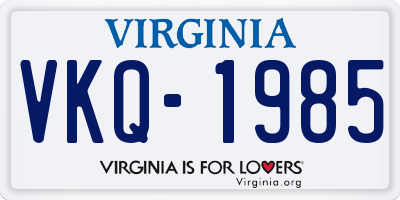 VA license plate VKQ1985