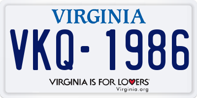 VA license plate VKQ1986