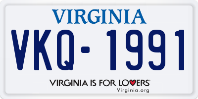 VA license plate VKQ1991