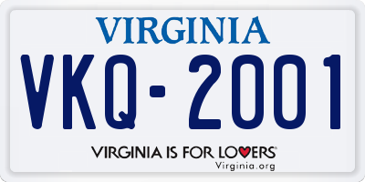 VA license plate VKQ2001
