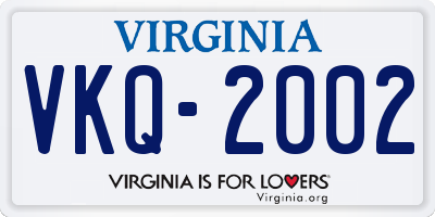 VA license plate VKQ2002