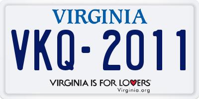 VA license plate VKQ2011