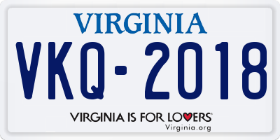 VA license plate VKQ2018
