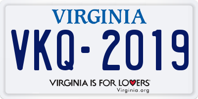 VA license plate VKQ2019