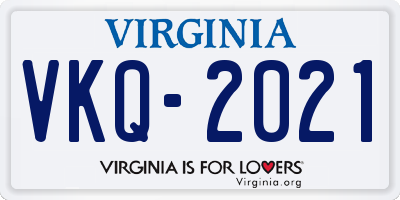 VA license plate VKQ2021