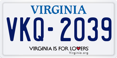VA license plate VKQ2039