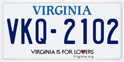 VA license plate VKQ2102