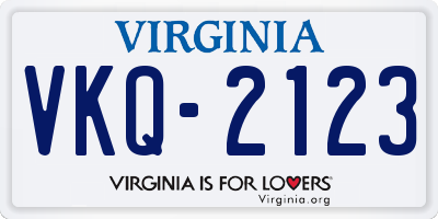 VA license plate VKQ2123