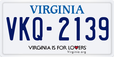 VA license plate VKQ2139