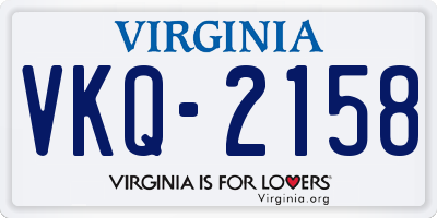 VA license plate VKQ2158