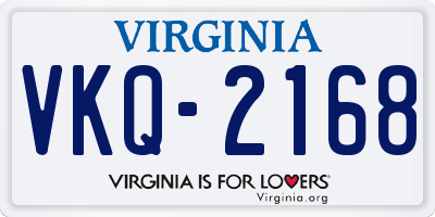 VA license plate VKQ2168