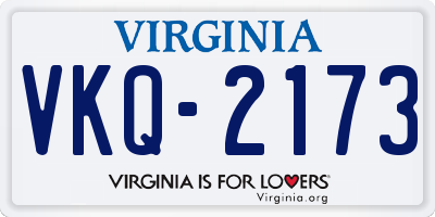 VA license plate VKQ2173
