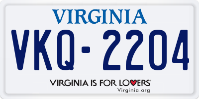 VA license plate VKQ2204