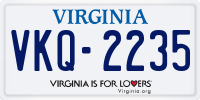 VA license plate VKQ2235