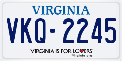 VA license plate VKQ2245
