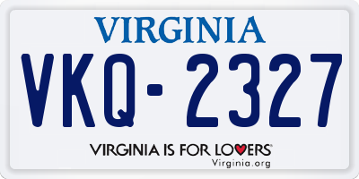 VA license plate VKQ2327