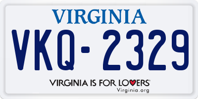 VA license plate VKQ2329