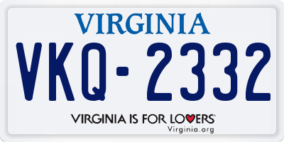 VA license plate VKQ2332