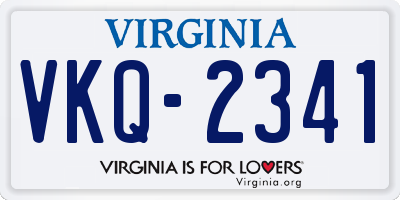 VA license plate VKQ2341