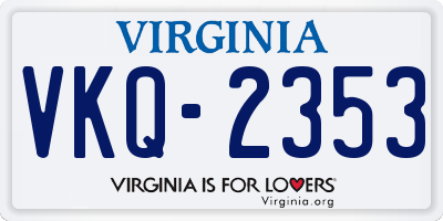 VA license plate VKQ2353