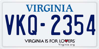 VA license plate VKQ2354