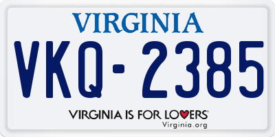 VA license plate VKQ2385