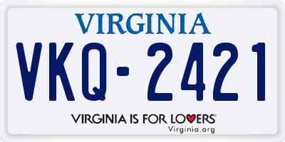 VA license plate VKQ2421