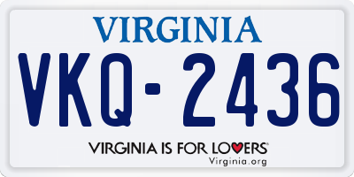 VA license plate VKQ2436