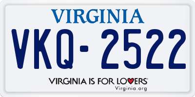 VA license plate VKQ2522