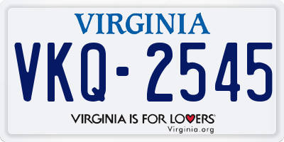 VA license plate VKQ2545