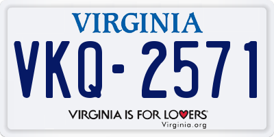 VA license plate VKQ2571