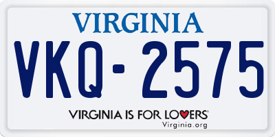 VA license plate VKQ2575