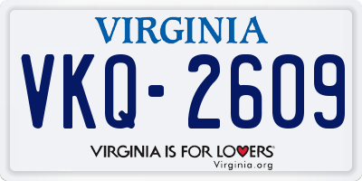 VA license plate VKQ2609
