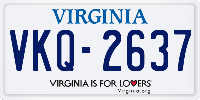 VA license plate VKQ2637