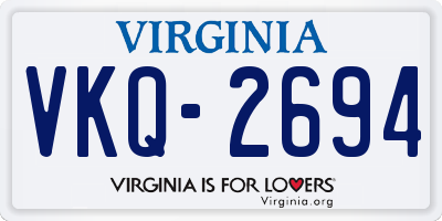 VA license plate VKQ2694