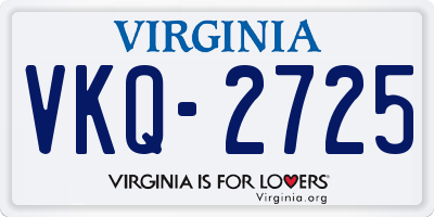 VA license plate VKQ2725