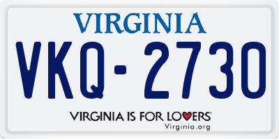 VA license plate VKQ2730