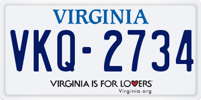 VA license plate VKQ2734