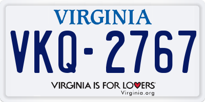 VA license plate VKQ2767