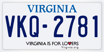 VA license plate VKQ2781