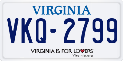 VA license plate VKQ2799