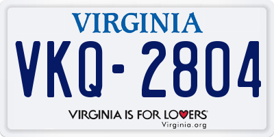 VA license plate VKQ2804