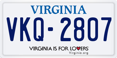 VA license plate VKQ2807