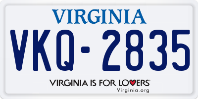 VA license plate VKQ2835