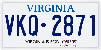 VA license plate VKQ2871