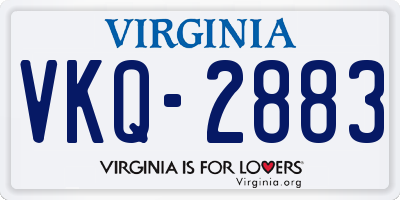 VA license plate VKQ2883