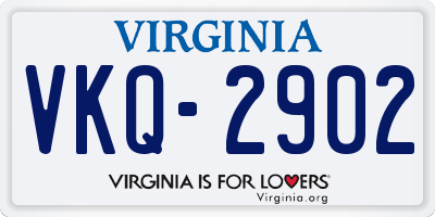 VA license plate VKQ2902