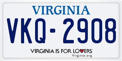 VA license plate VKQ2908