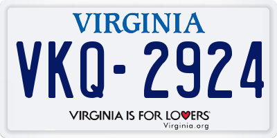 VA license plate VKQ2924